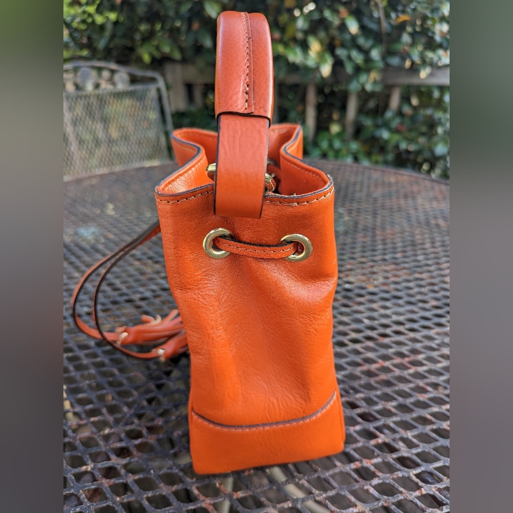 Orange leather Divina Firenze medium tote handbag - Picture 3 of 5
